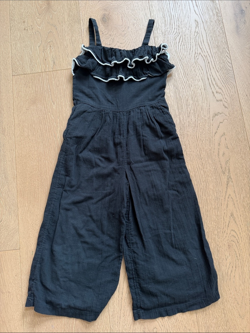 Janie and Jack Black Ruffle-Trim Girls' One-Piece Jumpsuit